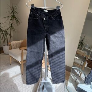 Abercrombie The Dad High Rise Cross Waist Jeans 30 Black